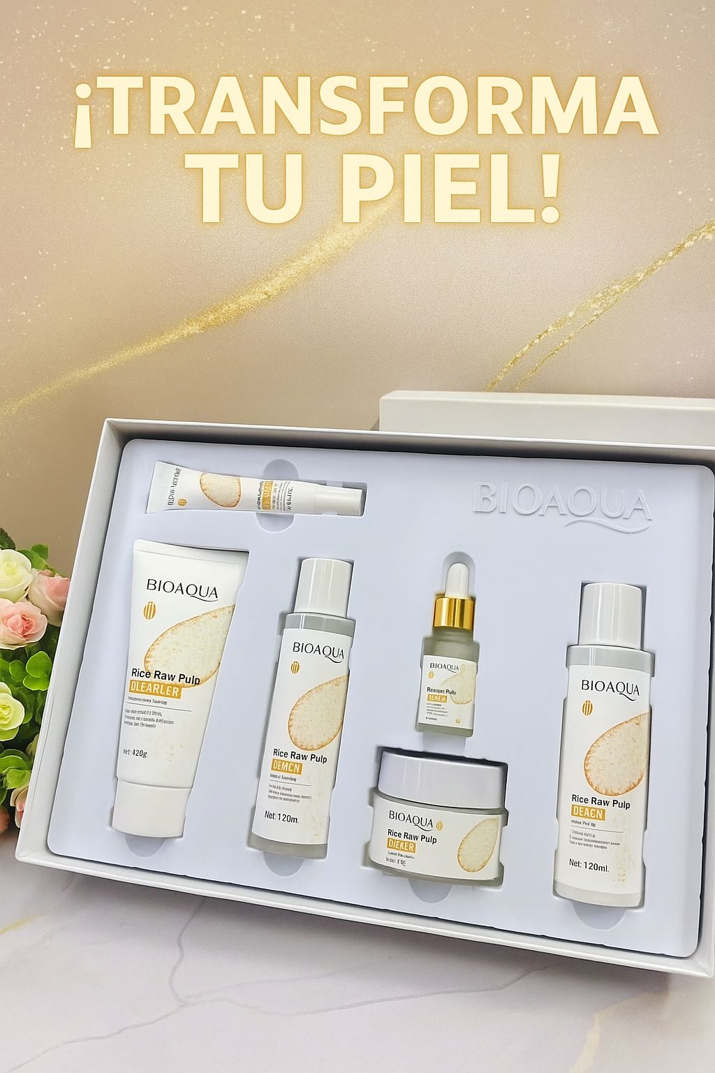 🌸 Increíble Kit Cuidado Facial de Arroz - BIOAQUA!