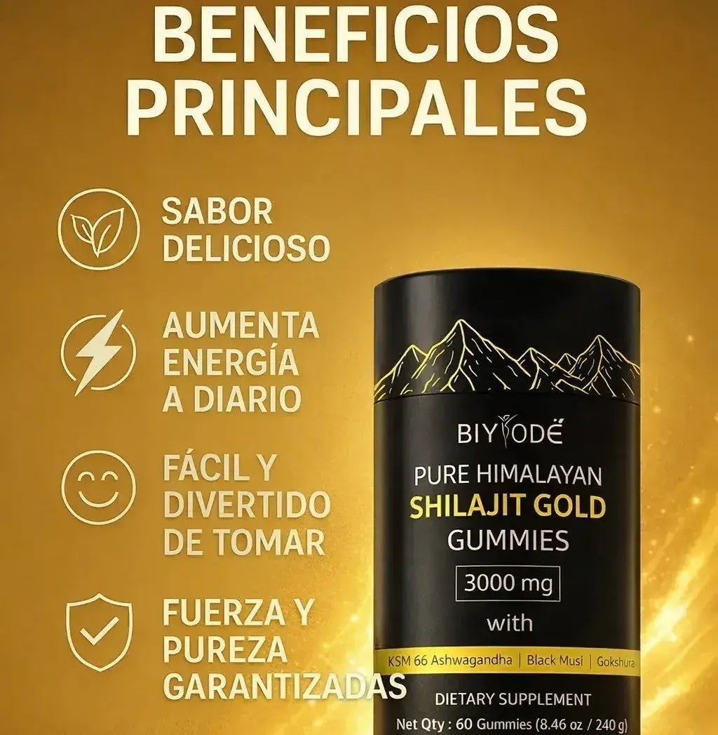 Gomitas de Shilajit 100% Puro del Himalaya (Pack de 60 Gomitas) 💪