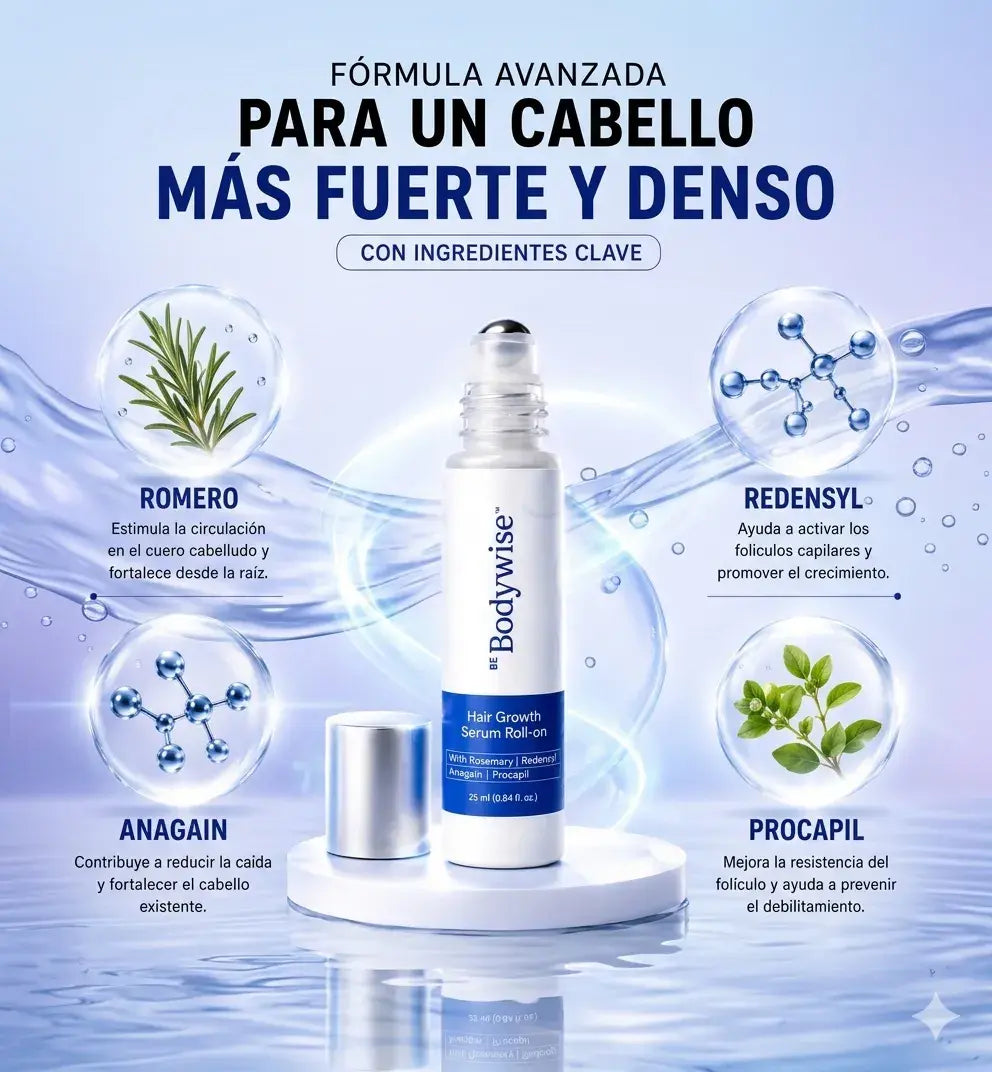 Recupera tu cabello con Bodywise®. Detén la caída y luce un cabello más grueso desde la raíz.