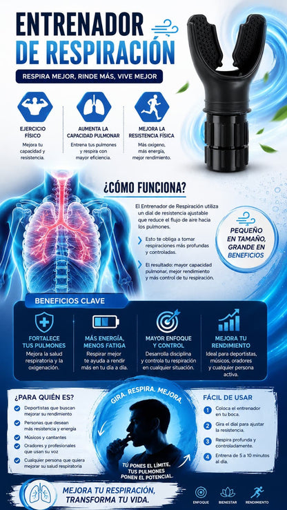Entrenador De Pulmones®, Respira y Mejora Tu Rendimiento Desde Casa