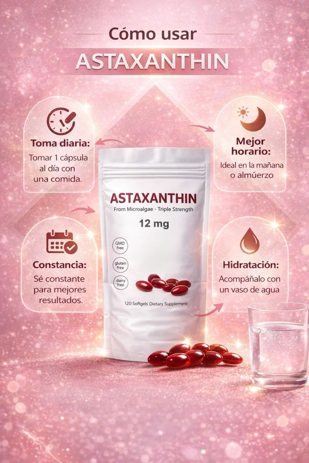 Astaxantina® 12 Mg Cuida tu piel, ojos y células desde hoy