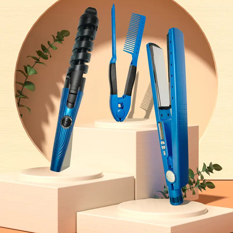 🔥 ¡OFERTA ESPECIAL! Plancha + Rizadora + Peine 3 en 1 – ¡Todo lo que tu cabello necesita! 💇‍♀️✨