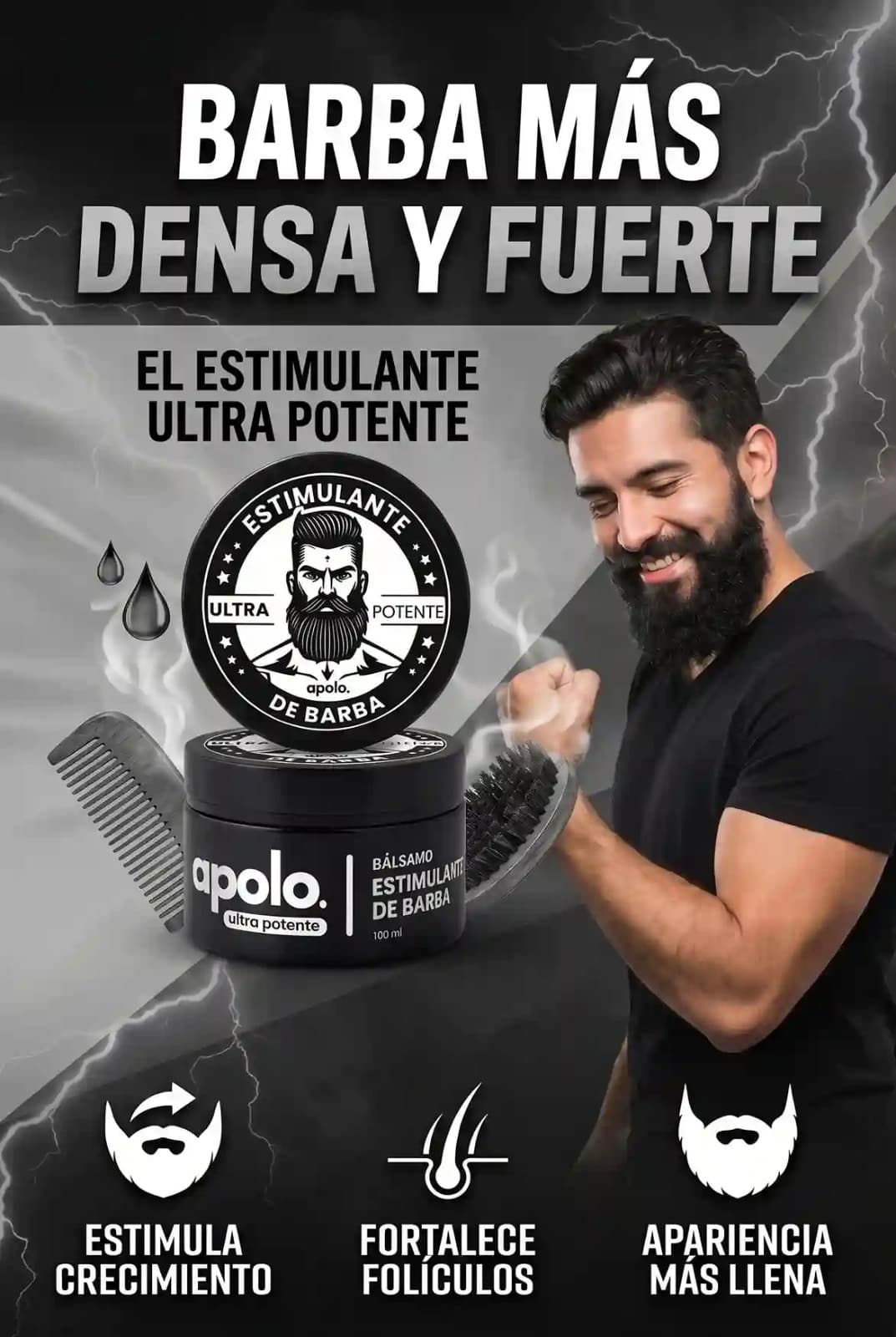 Apolo Ultra Potente: Tu barba más poblada y fuerte.