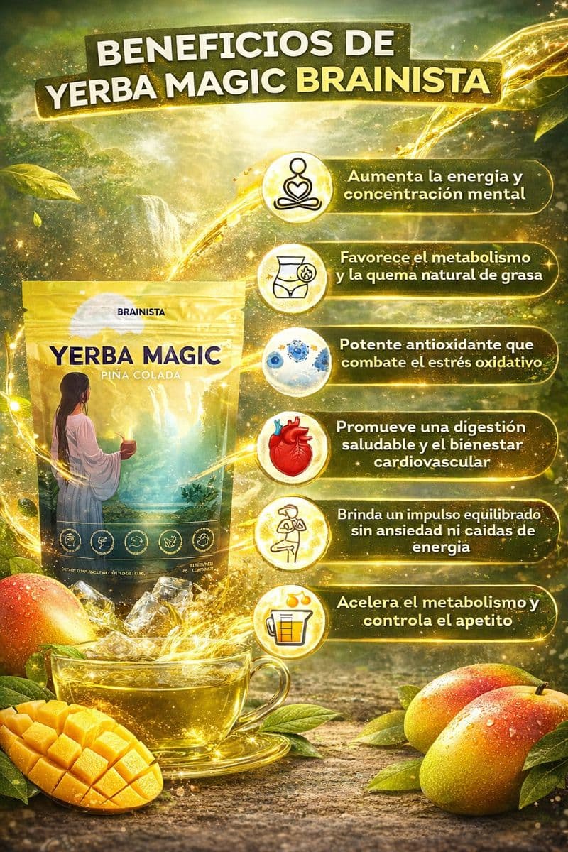 ✨Yerba Magic Peach Mango Brainista™ Fórmula Natural para Mejorar la Digestión y Reducir la Hinchazón