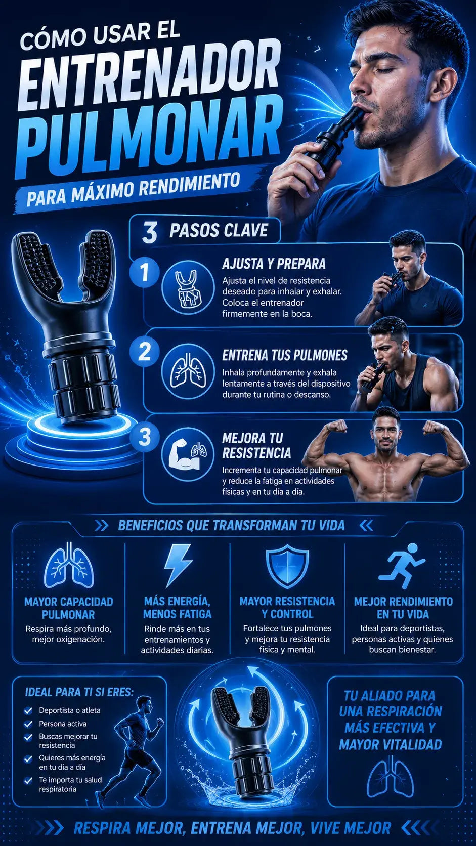 Entrenador De Pulmones®, Respira y Mejora Tu Rendimiento Desde Casa