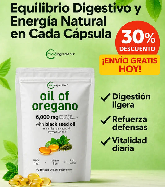 🌿Microingredients® Aceite de Orégano 6000 mg + Semilla Negra 💊 90 Softgels para Potenciar tu Bienestar Natural