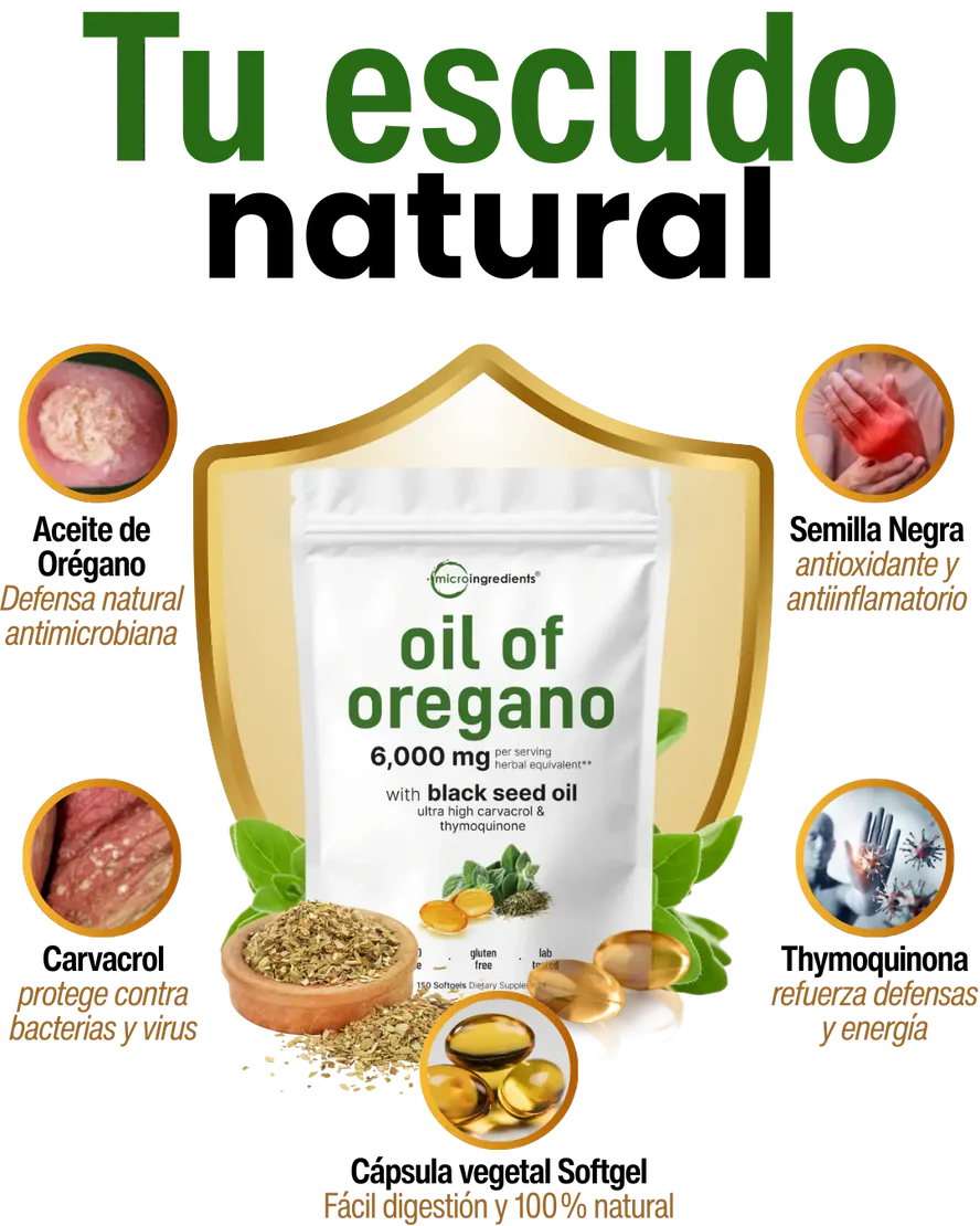 🌿Aceite de Orégano 6000 mg + Semilla Negra 💊300 Softgels para Potenciar tu Bienestar Natural