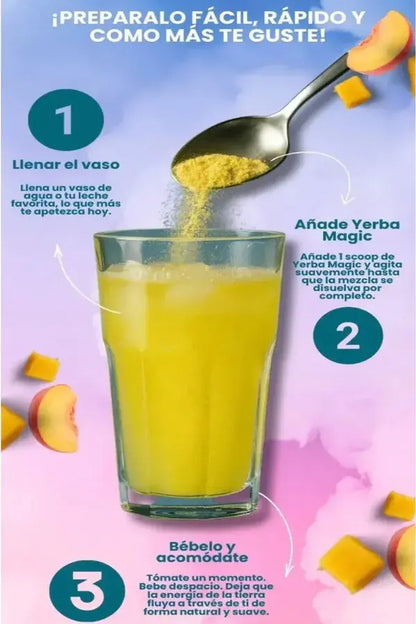 ✨Yerba Magic Peach Mango Brainista™ Fórmula Natural para Mejorar la Digestión y Reducir la Hinchazón