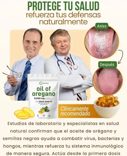 🌿Aceite de Orégano 6000 mg + Semilla Negra 💊300 Softgels para Potenciar tu Bienestar Natural