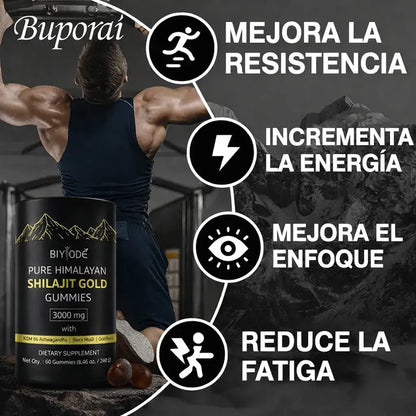Gomitas de Shilajit 100% Puro del Himalaya (Pack de 60 Gomitas) 💪