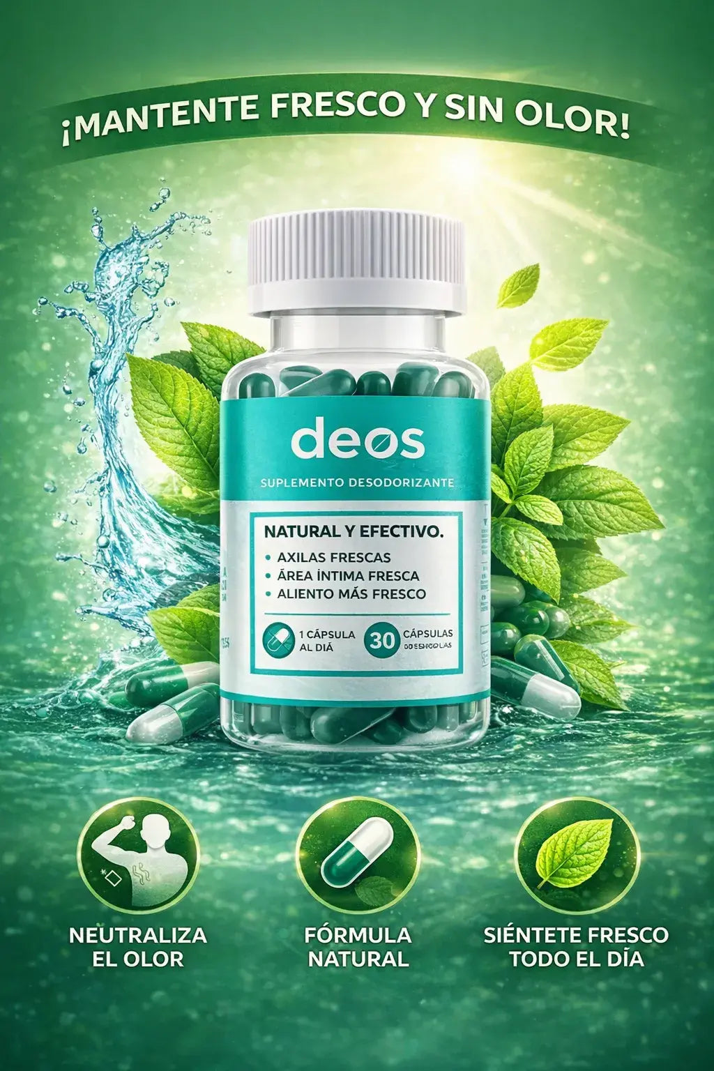 DEOS® Elimina el mal olor, desodorante natural desde el Interior