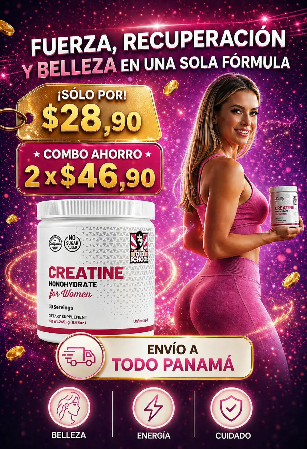 Creatine Monohydrate for Women™ – 5000 mg de Creatina con Colágeno y BCAA para Fuerza, Tonificación y Recuperación