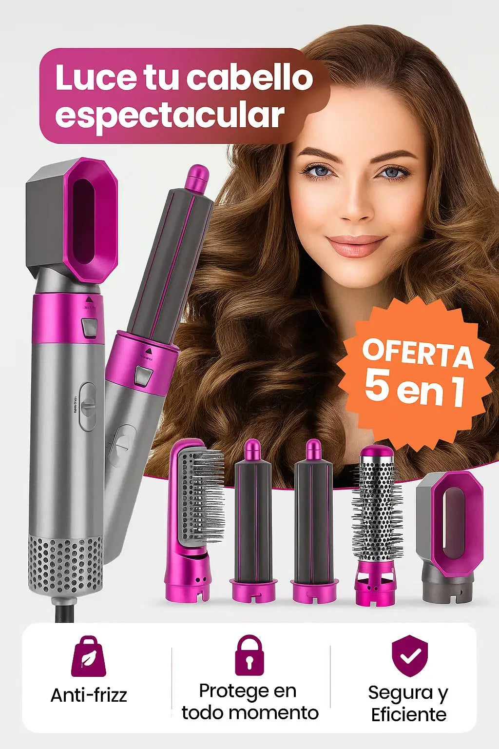 💥 ¡Cepillo Secador 5 en 1 En Oferta Por Tiempo Limitado!