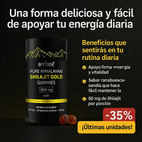 Gomitas de Shilajit 100% Puro del Himalaya (Pack de 60 Gomitas) 💪