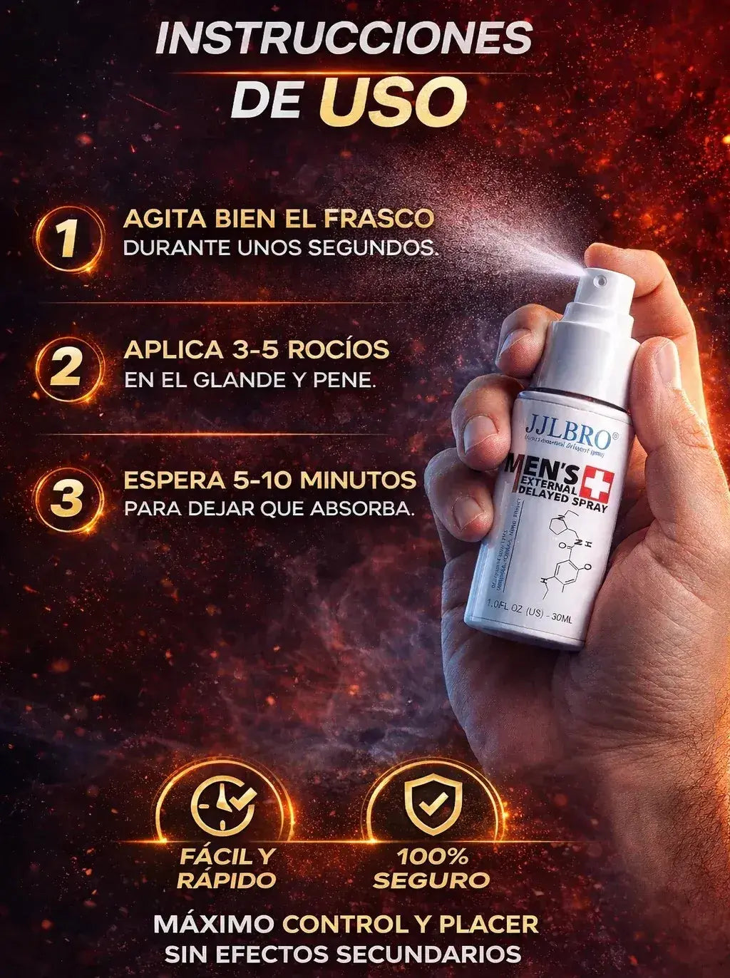 Retardante Masculino-Spray Premium Jjlbro Mens® Toma el control total.