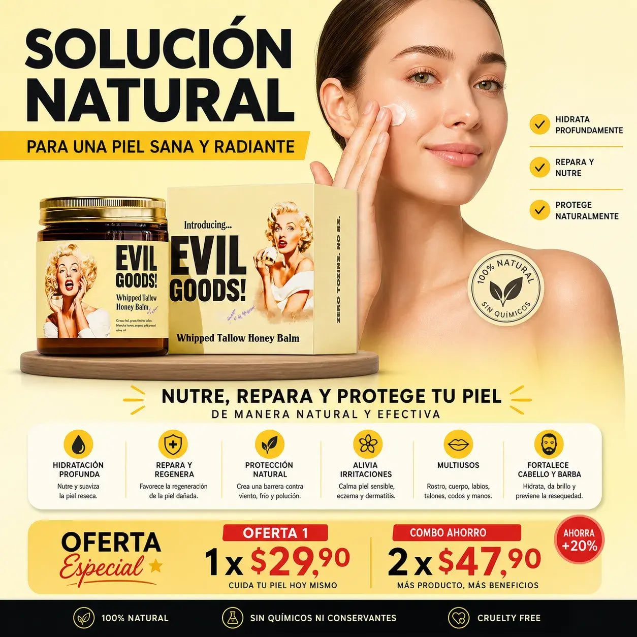 🐝Evil Good® – Crema de Sebo de Res para una Hidratación Profunda y Restauradora✨
