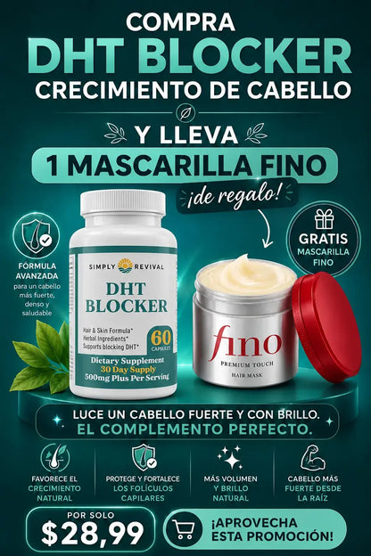 Compra DHT Blocker y llévate una Mascarilla Fino GRATIS! 🎁