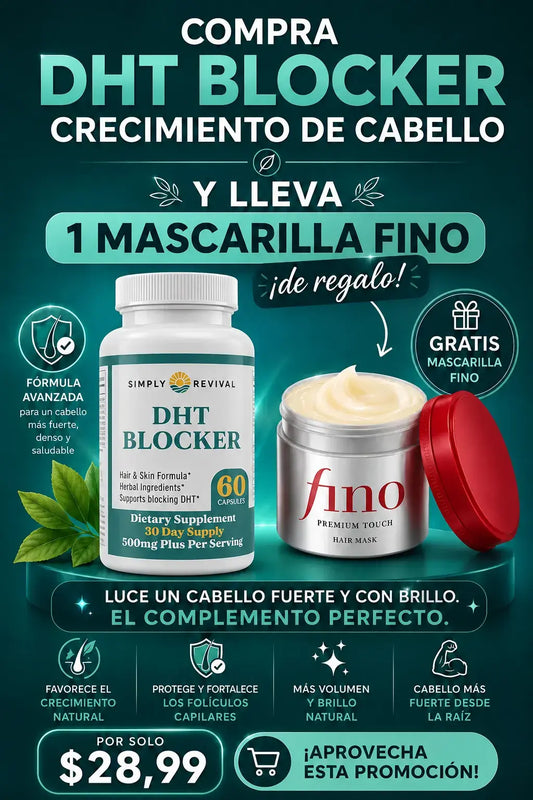 Compra DHT Blocker y llévate una Mascarilla Fino GRATIS! 🎁