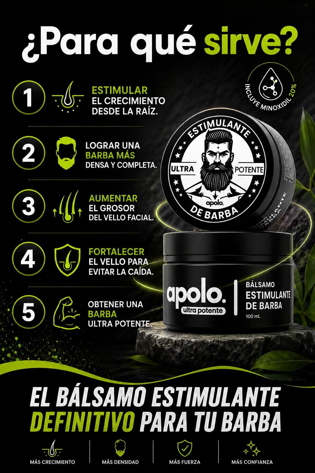 Apolo Ultra Potente: Tu barba más poblada y fuerte.
