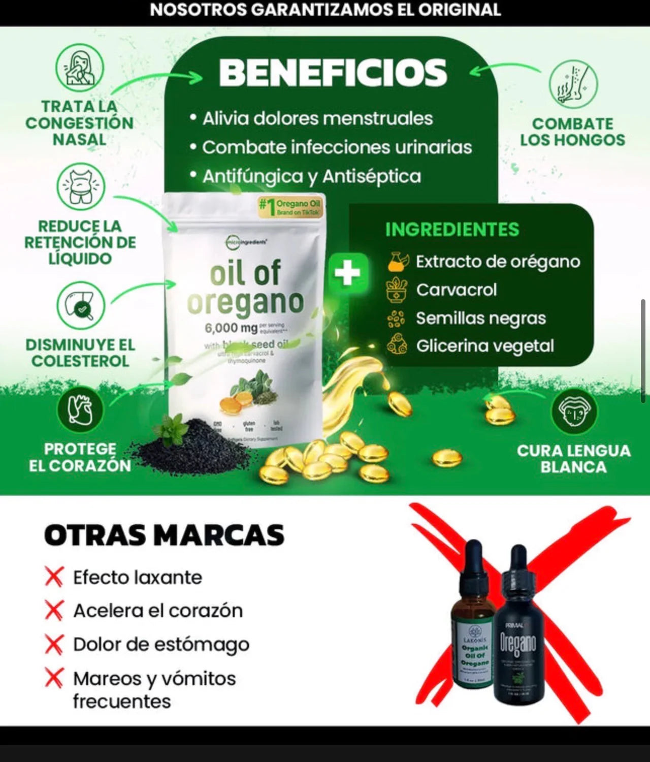 🌿Aceite de Orégano 6000 mg + Semilla Negra 💊300 Softgels para Potenciar tu Bienestar Natural